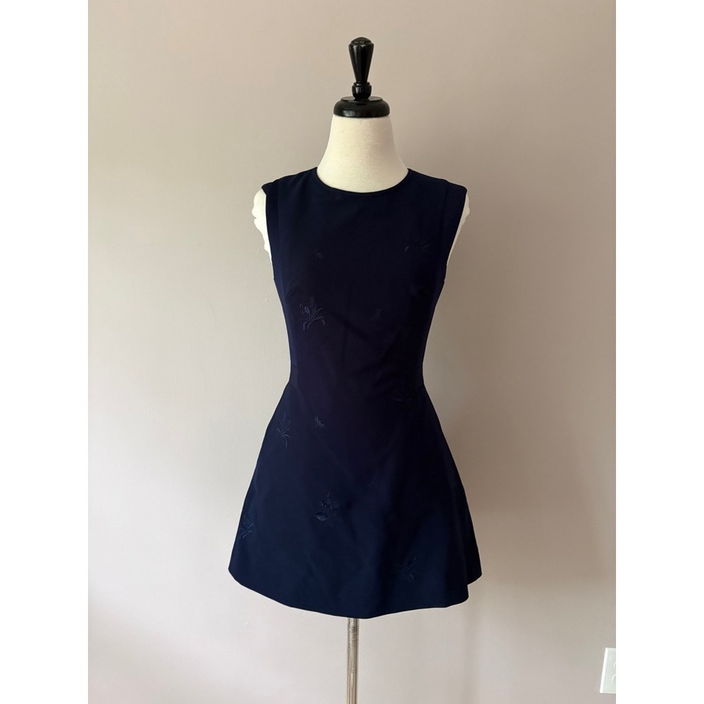Ted Baker London Saahrad Embroidered Shift Dress Navy Blue Sleeveless Sz 1